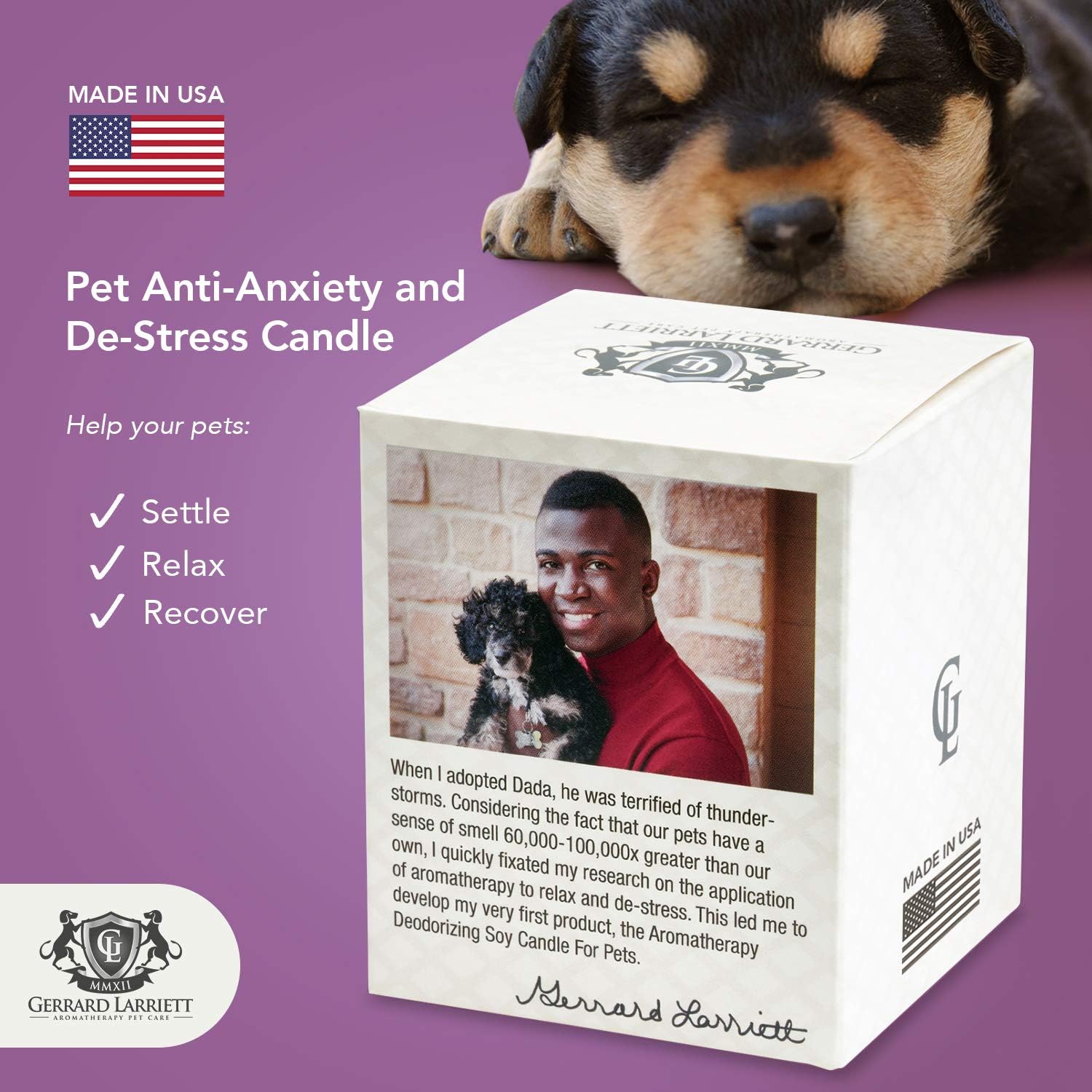 Lavender & Chamomile Aromatherapy Deodorizing Soy Candle for Pets, Pet Odor Eliminator & Animal Lover Gift - 6 OZ (170 g): Home & Kitchen