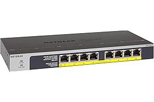 NETGEAR 8-Port Gigabit Ethernet Unmanaged PoE Switch (GS108PP) - with 8 x PoE+ @ 123W Upgradeable, Desktop/Rackmount, and Pro