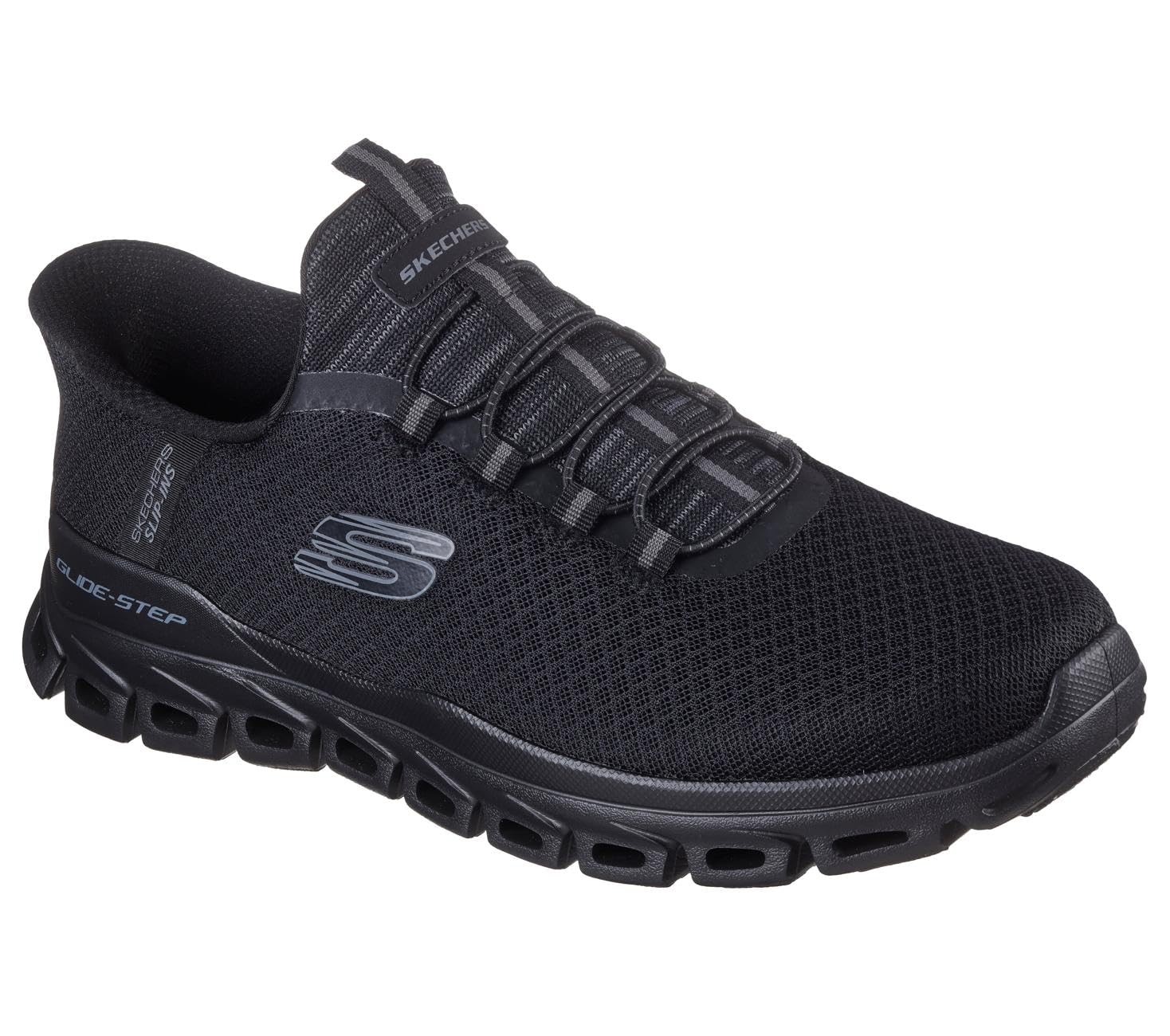 Skechers Men's Glide-Step Noxus Sneaker, Black Mesh Pu, 10.5 Image