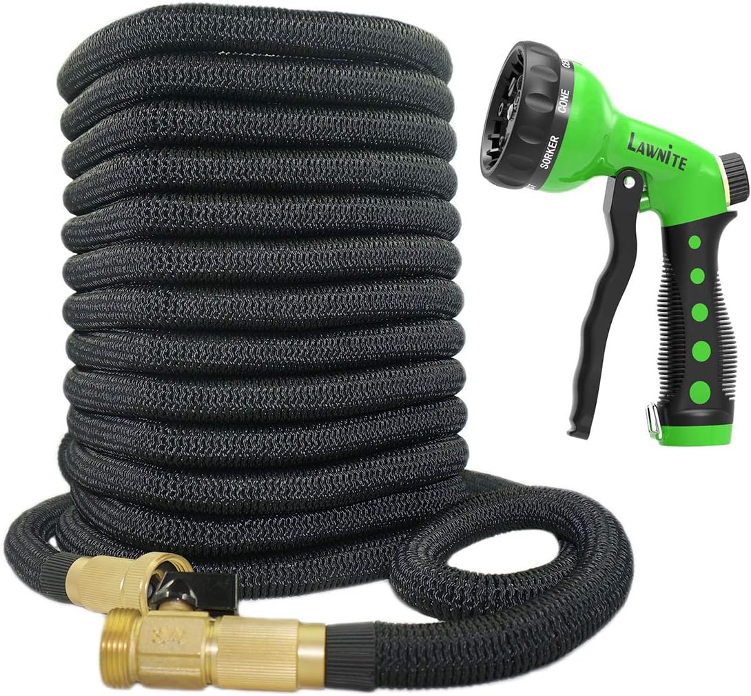 Vhccirt Expandable Garden Hose 100ft - Flexible No-Kink Water Hose with 3/4’’ Solid Brass Connector, 8 Function Spray Nozzle, Dual Latex Core for Yard Watering Plants, Car Washing, Balcony Cleaning