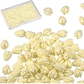 Hotop 100 Pcs Artificial Pikake Jasmine Flower Beads Coral Flower Shell Beads for Jewelry Making Necklace Bracelet Supplies Scrapbooking DIY Crafts Wedding Decors(7 x 9 mm,Ivory)