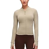 CRZ YOGA Butterluxe V-Neck Jackets for Women - Full Zip Athletic Track Tops with Thumb Holes Pockets