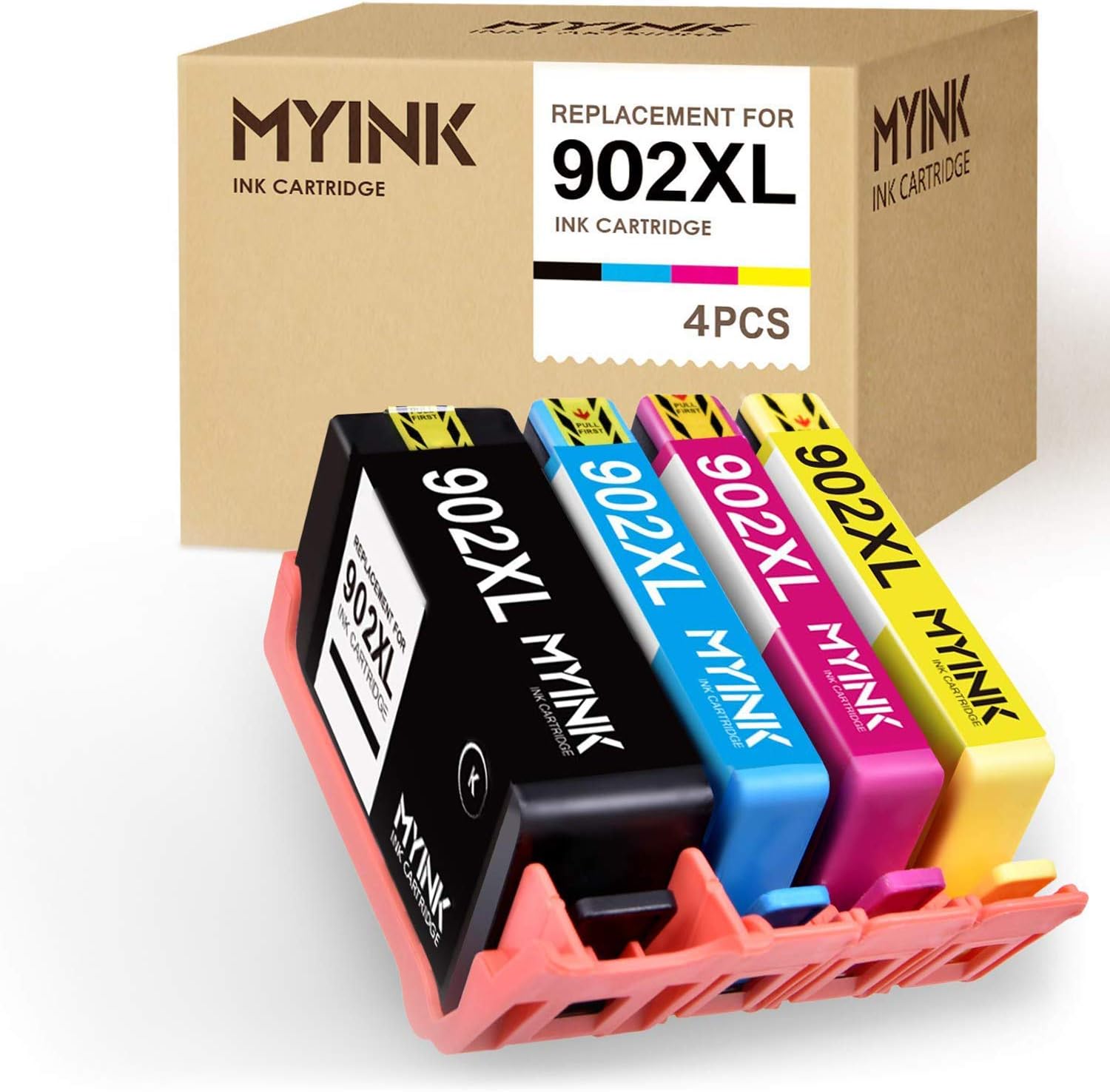 MYINK 902XL Remanufactured Ink Cartridge Replacement for HP 902XL 902 XL Upgraded Newest Chips (Black Cyan Magenta Yellow, 4-Pack) OfficeJet Pro 6968 6978 6958 6970 6960 6954 6962 Printer