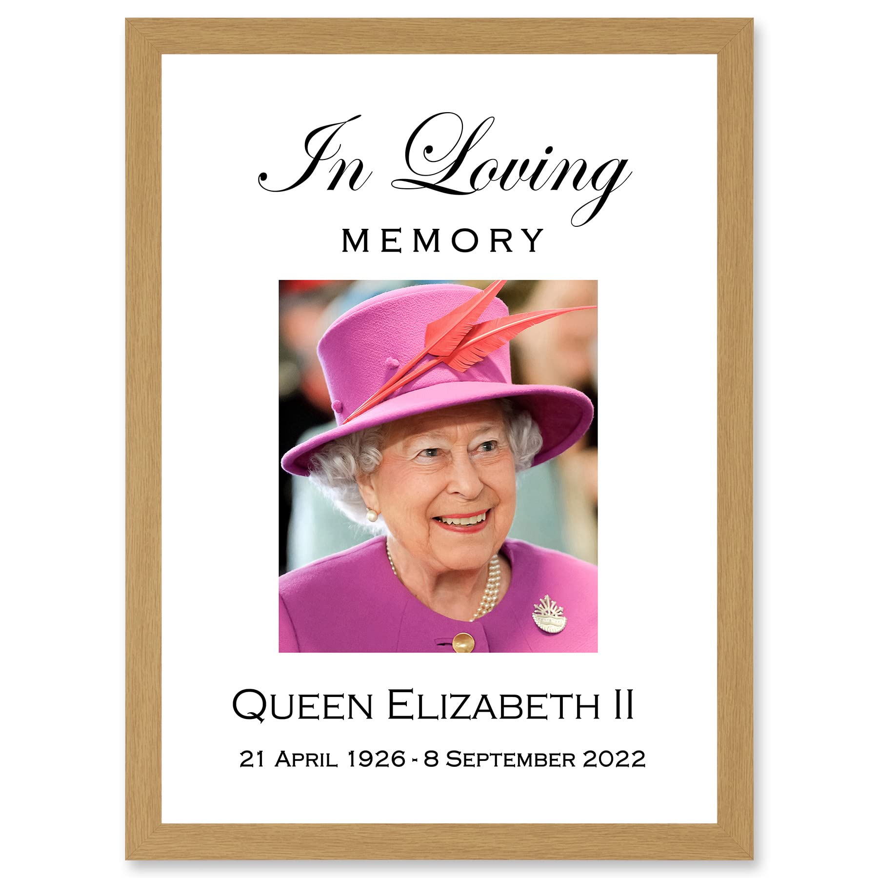 Artery8 In Loving Memory Her Majesty Queen Elizabeth II Portrait Artwork Framed Wall Art Print A4
