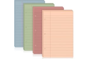 SHIQIKEJIPTY （Half Letter Size）100 Sheets Colored Notebook Paper College Ruled 5.5 X 8.5 Inch Loose Leaf Paper 3 Hole Punched Half Letter Lined Paper Mini Binder Inserts Fit 3 Ring Binder for School Office