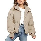 Flygo Girls Winter Puffer Jacket Warm Short Kids Zip up Long Sleeve Puffy Quilted Jackets Coat Outerwear 5-14 Years