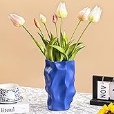 Blue Ceramic Vase for Home Décor – Modern Unique Flower Vase, Decorative Table Centerpiece – Handcrafted Ceramic Vase for Living Room, Office & Gift Ideas (ChifonCyan 8.3 inches)