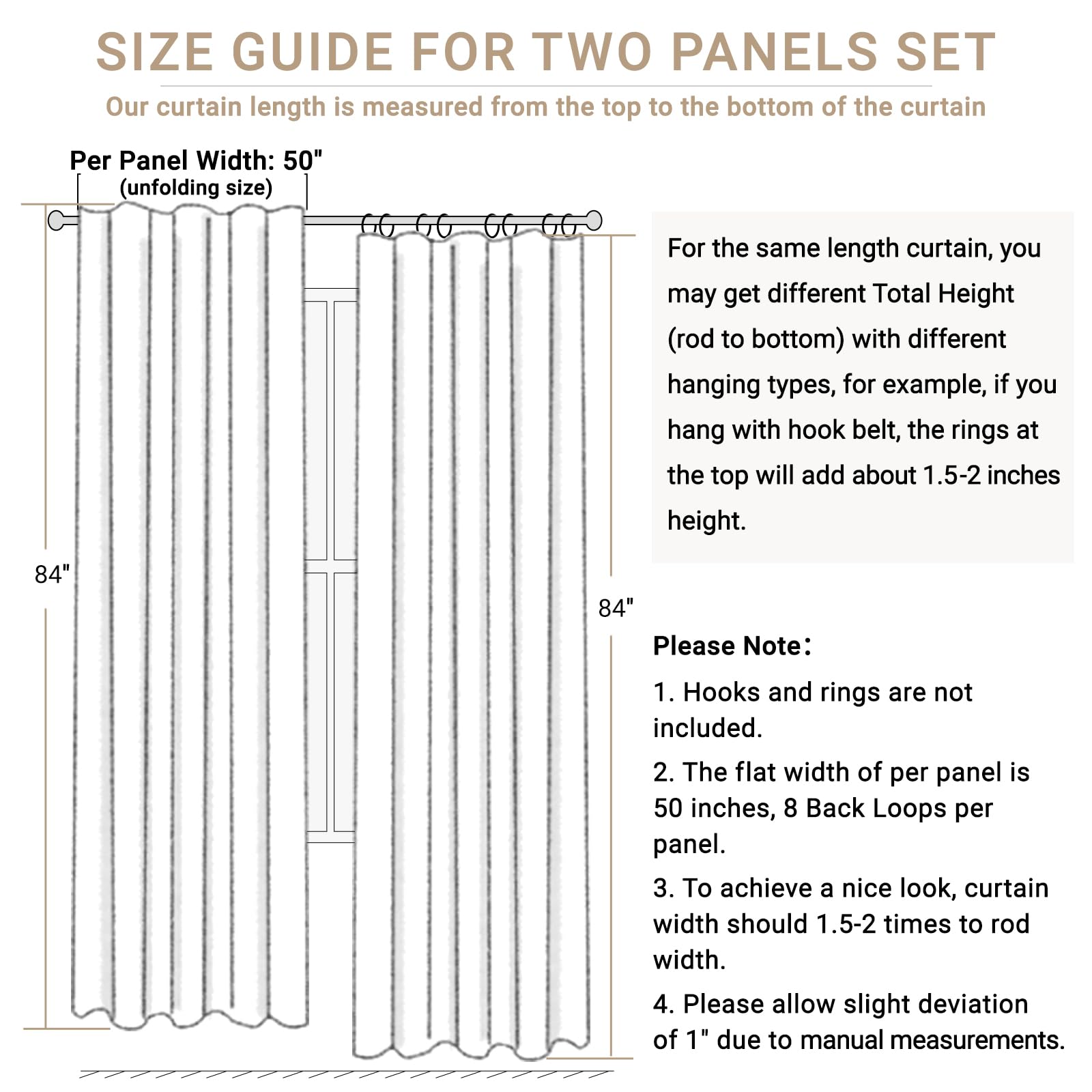 100% Blackout Shield Linen Blackout Curtains for Bedroom 96 Inches Long, Back Tab/Rod Pocket Living Room Drapes, Thermal Insulated Blackout Curtains 2 Panels Set, 50