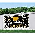 Graduation Backdrop Banner Decorations - Graduation Party Supplies 2024 Grad Congrats Photo Booth Prop Wall Decoration Indoor/Outdoor