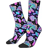 JKJOJIA Hippie Mushroom Magic Novelty Socks For Men Women, Funny Crazy Crew Socks Casual Dress Socks Gifts