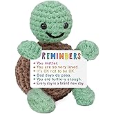 Funny Turtle Birthday Gifts for Women Men, Inspirational Encouragement Gifts for Best Friends Coworkers Sister Employee Appreciation, Handmade Emotional Positive Turtle Crochet Support Cheer Up Gift