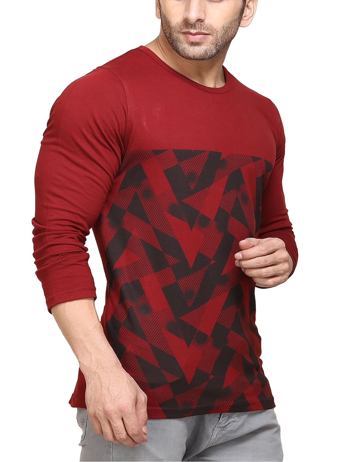 unisopent designs mens printed t-shirt(maroon)
