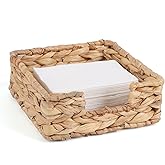 Moosky Napkin Holder for Table, Water Hyacinth Napkin Dispenser for Kitchen Dining Farmhouse Rattan Napkin Holders For Paper Napkins Wicker Napkin Basket