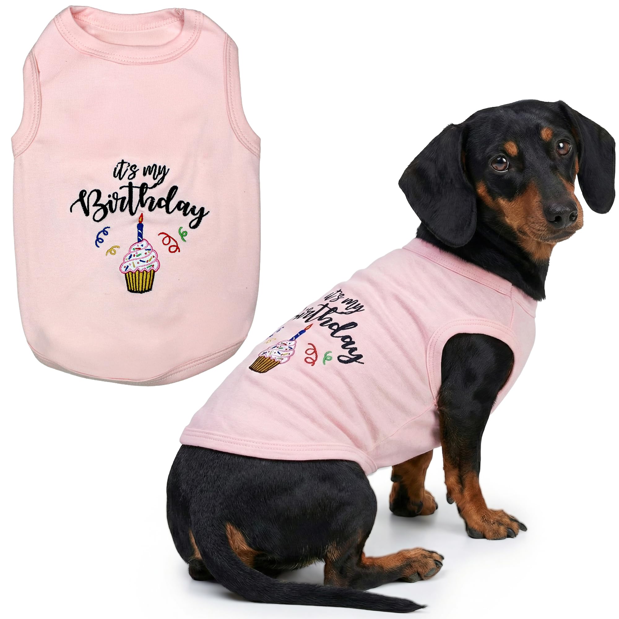 Parisian Pet It's My Birthday Pink Dog Cat Clothes Tee Shirts Dog T-Shirt, XL