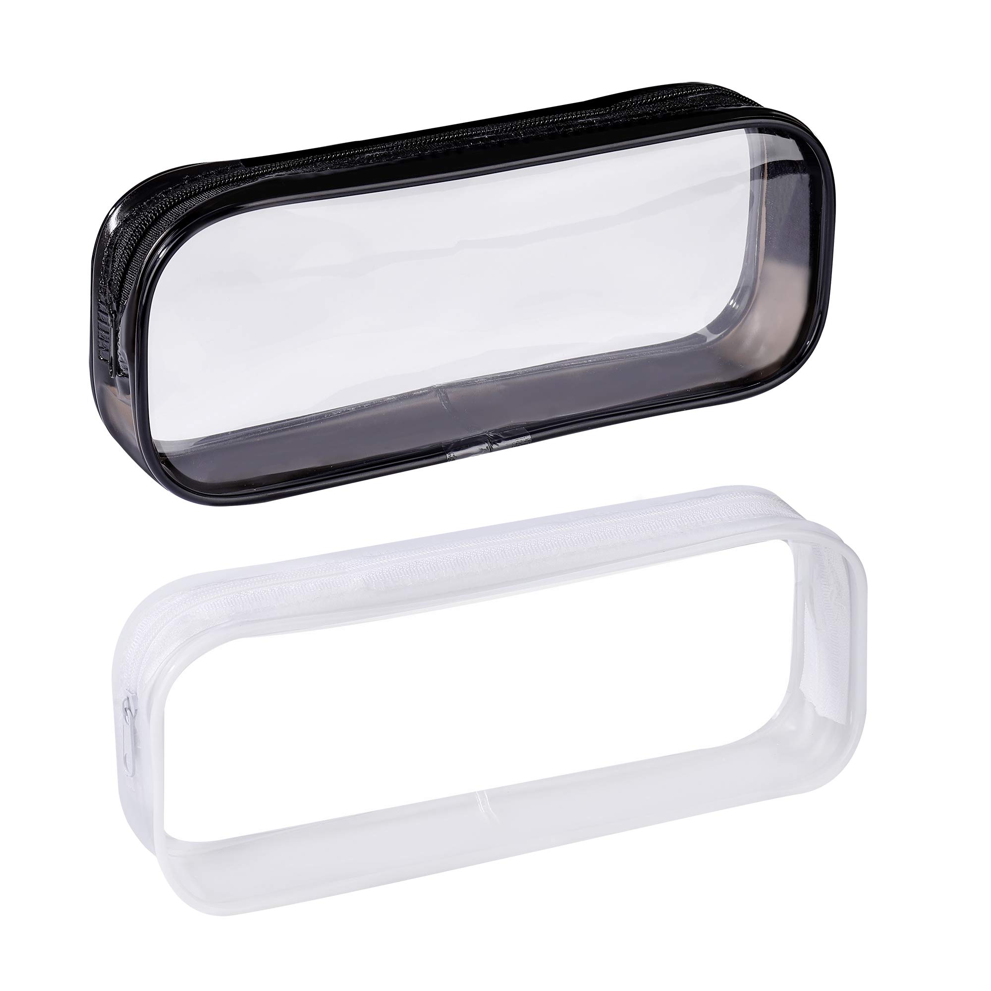 ISIYINER Clear Pencil Bag 2 Pieces Exam Pen Pencil Cases Clear PVC Zipper Stationery Pouch for School Office Supplies