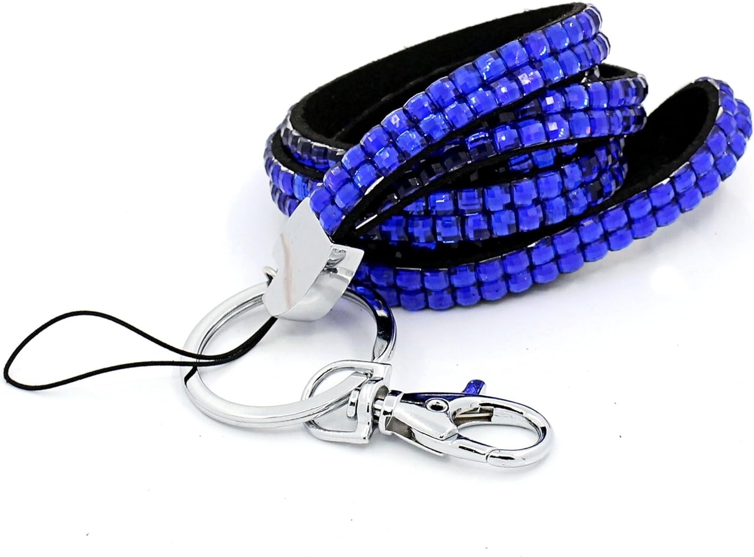 CKB Ltd 1x Bling ID BLUE Acrylic Rhinestone Style Lanyard Neck Strap Swivel Metal Clip, Single Unit 1pc