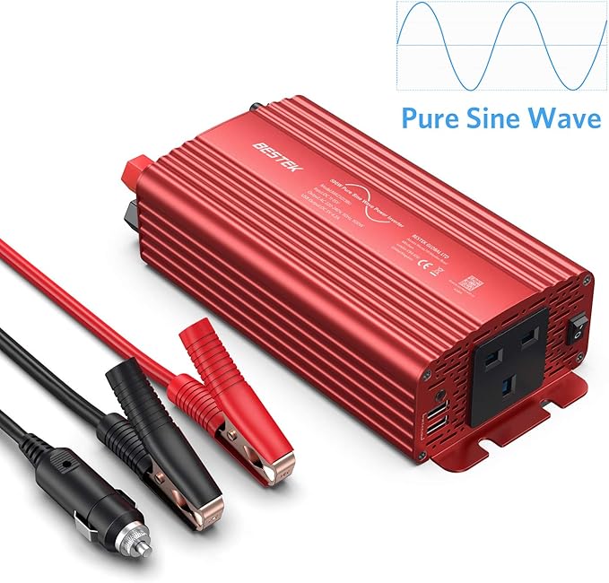 BESTEK 500W Pure Sine Wave Power Inverter DC 12V to AC 230V 240V with 4