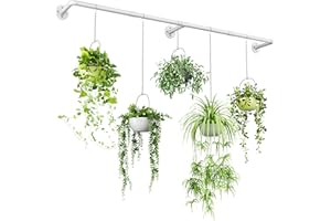 Bamworld Hanging Planters for Indoor - 70in White Metal Rod Plant Hangers (Pot & Plant Not Included)