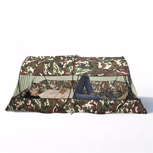 ele ELEOPTION Portable 1 Person Camping Tent for Hiking Backpacking Hunting Travel Outdoor Pop Up Tents Foldable Mosquito Sleeping Net Mesh Protection Camouflage