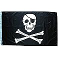 Jolly Roger Skull and Crossbones Flag - 3x5 Foot, Double Stitched with Brass Grommets | Outdoor/Indoor Pirate Banner