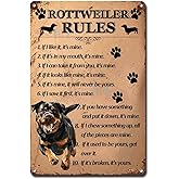 Ymyoo Metal Sign Tin Sign Vintage Wall Art Rottweiler Rules Boho Decorations for Home for Home Decor 8×12 Inches