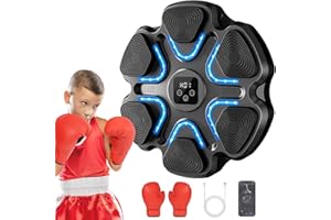 TGLLM Music Boxing Machine for Kids and Adults, Wall Mounted Bluetooth Punching Trainer with Boxing Gloves, Intelligent LED Boxing Target Workout Machine for Teenagers Boys Girls