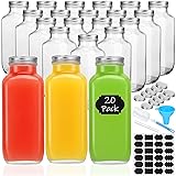 JuneHeart 20 Pack 16oz Glass Juice Bottles with