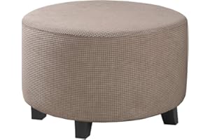 ADPON Ottoman Cover Stretch Ottoman Slipcover Round Ottoman Storage Cover Folding Stool Covers Furniture Protector Cover for Footrest Ottoman (X-Large,Taupe)