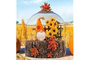 SUNFACE Fall Snow Globe, Leaves & Gnome Fall Decorations for Home, 6H Timer Battery & USB Powered Light Up Fall Decor centerpieces for Tables Snow Globes for Adults Kids Gift Thanksgiving Autumn Home Decor