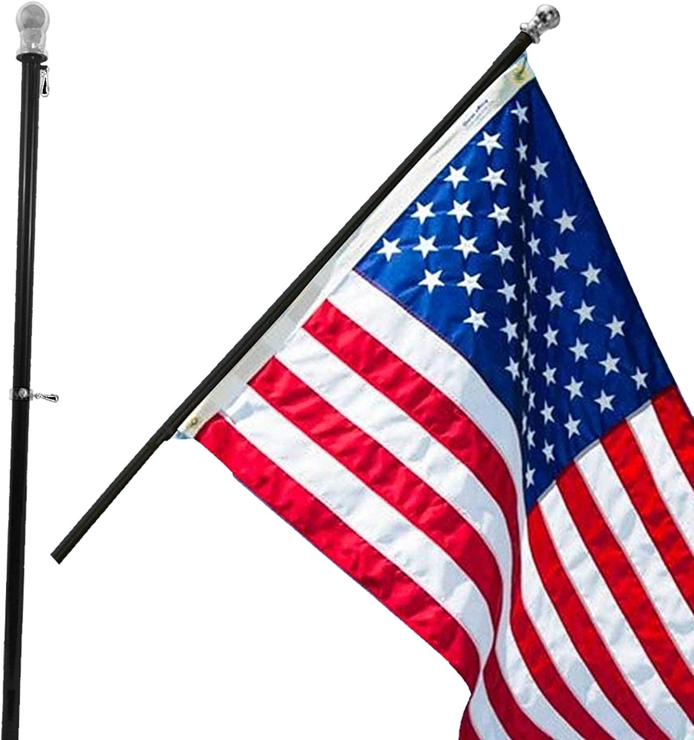 Flagpole Hardware - Flag Pole Tangle Free Spinning 6 Ft Flagpole by Grace Alley - Wind Resistant and Rust Proof Black Aluminum for American Flags - Residential and Commercial Grade Durability for Home and Garden and Yard