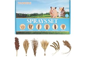 TAOKEKE Hamster Spray Set - Natural Snack Grains & Chew Toys for Cage Decoration Accessories, Soft Bedding for Dwarf Syrian Hamsters, Gerbils, Mice & Small Pets
