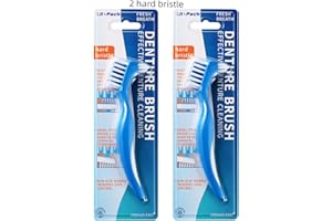 2 Pack Denture Clean Toothbrush for Denture Care Tool w/Multi Layered Ordinary or Hard Bristles Dual Bristle for False Teeth 