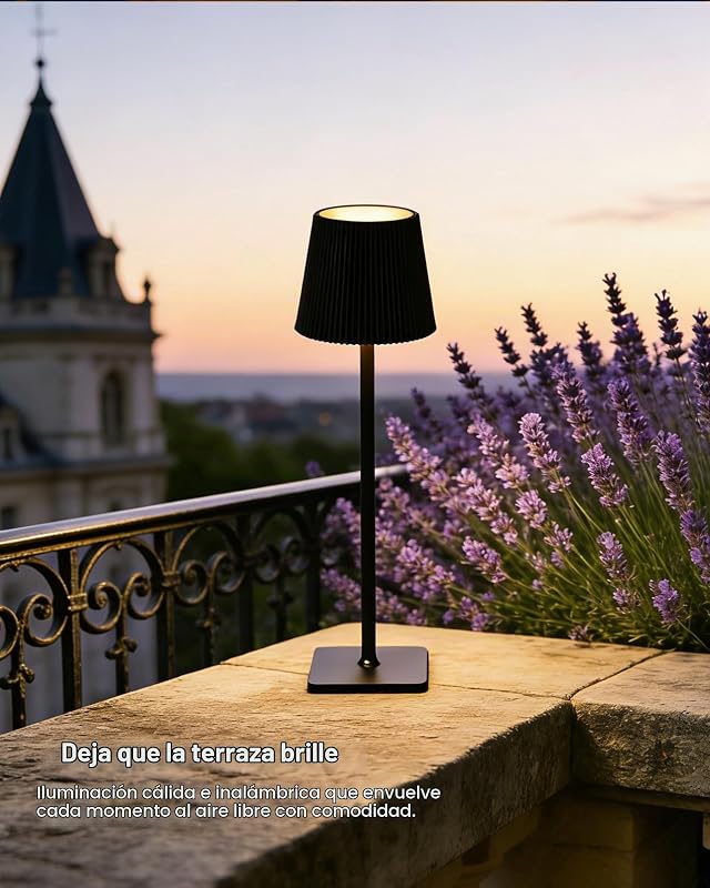 Pacote de 2 candeeiros de mesa LED sem fios com controlo tátil - 5200mAh candeeiros recarregáveis reguláveis, IP54 resistentes à água - ideais para interiores e exteriores, pretos