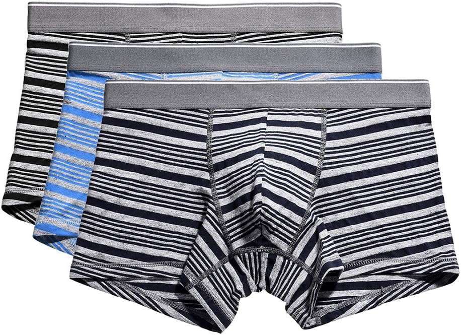 YVWTUC Male Newly Fashion 3-Pack Breathable Cotton Underwear Stripe Boxer Briefs