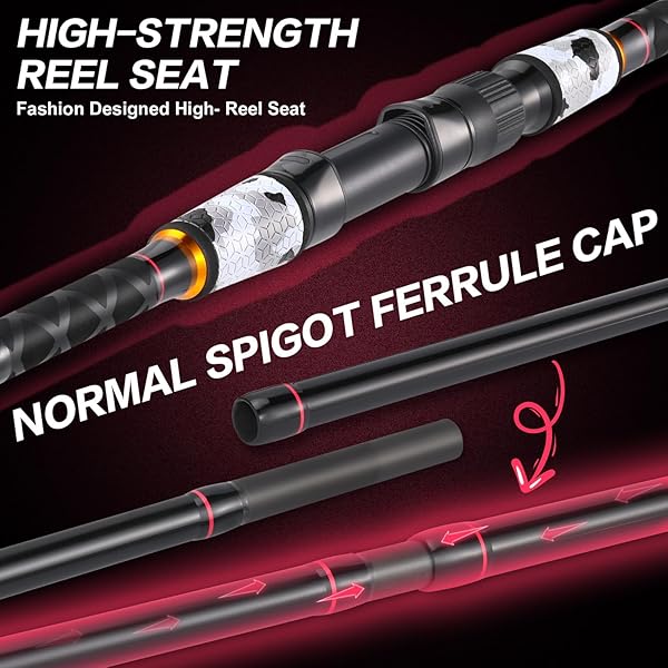 SOUGAYILANG SURF FISHING ROD AND REEL COMBO, 4 PIECE MH/H SALTWATER FISHING COMBO WITH 5000 SIZE SPINNING REEL