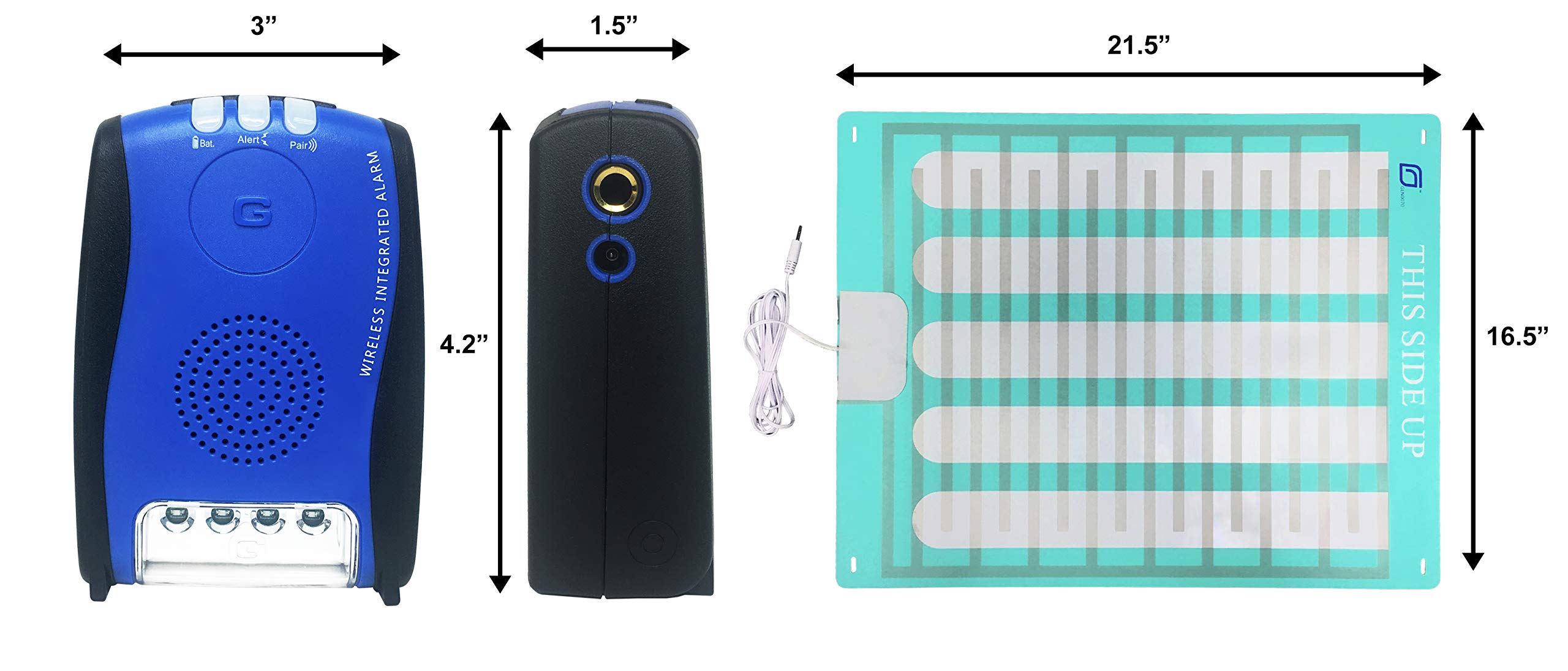 GleenMed-Wired-Caregiver-Alarm-Set-with-215-x-165-Wetting-Sensor-Pad-85100dB-AlarmMusic-Alert-Patient-Bed-AlarmBedwetting-Alarm-for-ElderlyKidsAdultIncontinence-Alarm