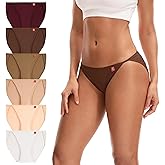 INNERSY Women's High Cut String Bikini Panties Stretchy Sexy Cotton Underwear 6-Pack