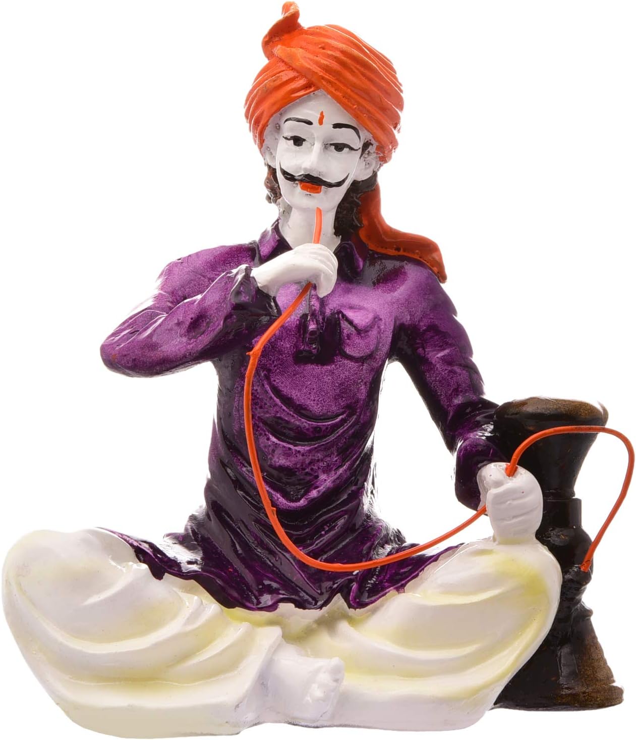Karigaari India Handcrafted Man Drinking Hukka Polyresine Idol Sculpture | Showpiece for Home Décor and Office