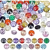 PH PandaHall 75PCS 15 Colors Cubic Zirconia Stones Pointed Back CZ Stone Diamond Shape Shiny Stones 4mm Round Beads Brilliant Loose Synthetic Gemstones for Jewelry Making Nail Arts Decoration