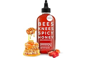 BUSHWICK KITCHEN Bees Knees Spicy Honey, 12.5 oz Wildflower Hot Honey Infused with Habanero Peppers, Gluten Free, Paleo Friendly - Foodie Gifts, Unique Gifts