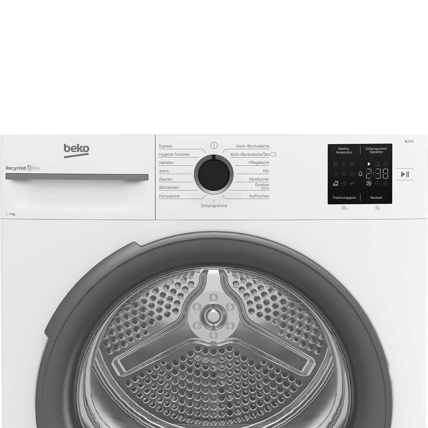 Beko BM3T37210W1 Wäschetrockner, 7 kg, Frontlader Wärmepumpentrockner, 15 Programme, Sensortrocknung, Säulenfähig, Aquawave Schontrommel, Weiß 4