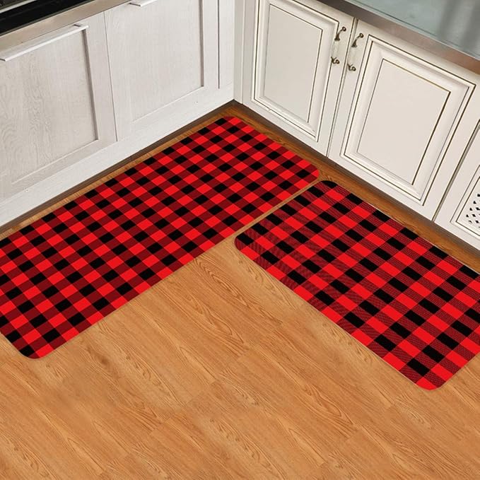 2 Piece NonSlip Kitchen Mat Rubber Backing Doormat Runner