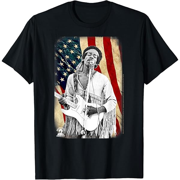 Amazon.com: Jimi Hendrix Playing Guitar Purple Yellow T-Shirt