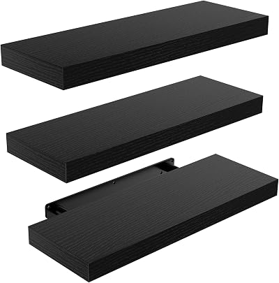 STOREMIC Floating Shelves Black Set of 3 40 cm Easy to Install