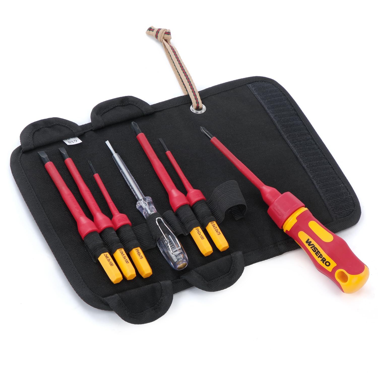 WISEPRO VDE/1000V Insulated Screwdrivers Set, Black Magnetic Tip Electrician Screwdriver Set - Interchangeable Blade, Phillips & Slotted Screwdriver Set for Repair