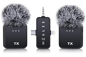 BAILIXIN 3-in-1 Clip-On Microphone for iPhone, Android, Camera, Plug-Play Mic with Long Battery Life, Noise Reduction Lapel Mic for Live Stream, Video Recording, TikTok, YouTube