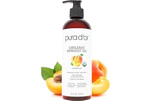 PURA D'OR 16 Oz ORGANIC Apricot Kernel Oil - 100% Pure & Natural USDA Certified Cold Pressed Carrier Oil - Antioxidant & Vitamin E Rich Moisturizer for Natural Glow & Softness - Face, Skin & Hair