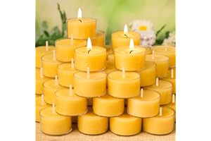 UGBEM 20 Packs Beeswax Tealight Candles Bulk,6 Hours 100% Pure Beeswax Tea Lights Candle in Clear Cup,Natural Scent Bees Wax Candles Small Smokeless Clean Burning Perfect for Home Decor for Party Christmas
