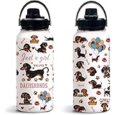 Uibunoo Dachshund Gifts for Women, Dachshund Water Bottle 32oz with Lid, Weiner Dog Gift for Women Lovers Mom, Birthday Thanksgiving Christmas Gifts for Dachshunds Puppy Lover, 1 PCS