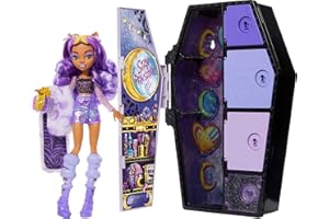 Monster High Doll and Fashion Set, Clawdeen Wolf, Skulltimate Secrets: Fearidescent Series, Dress-Up Locker with 19+ Surprises